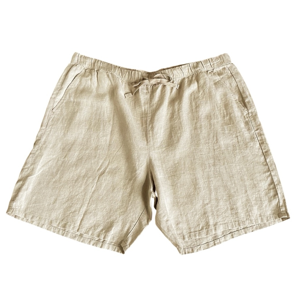 Eileen Fisher 100% Organic Linen Mid Thigh Shorts Size 2X Neutral Coastal